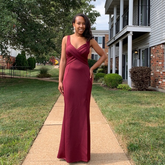 Burgundy Formal Maxi Dress Gown - Picture 5 of 8